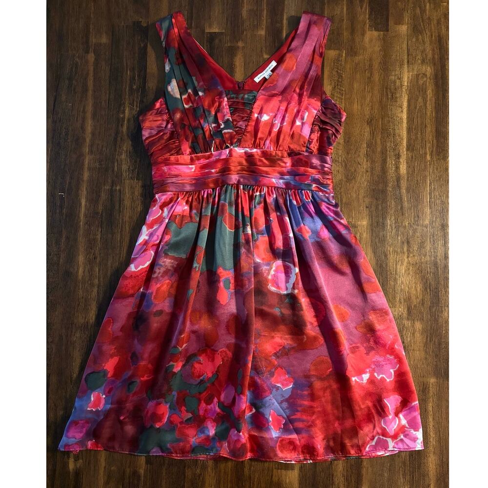 Banana Republic Womens 8 Petite Dress 100% Silk Sleeveless Fit Flare Knee Length